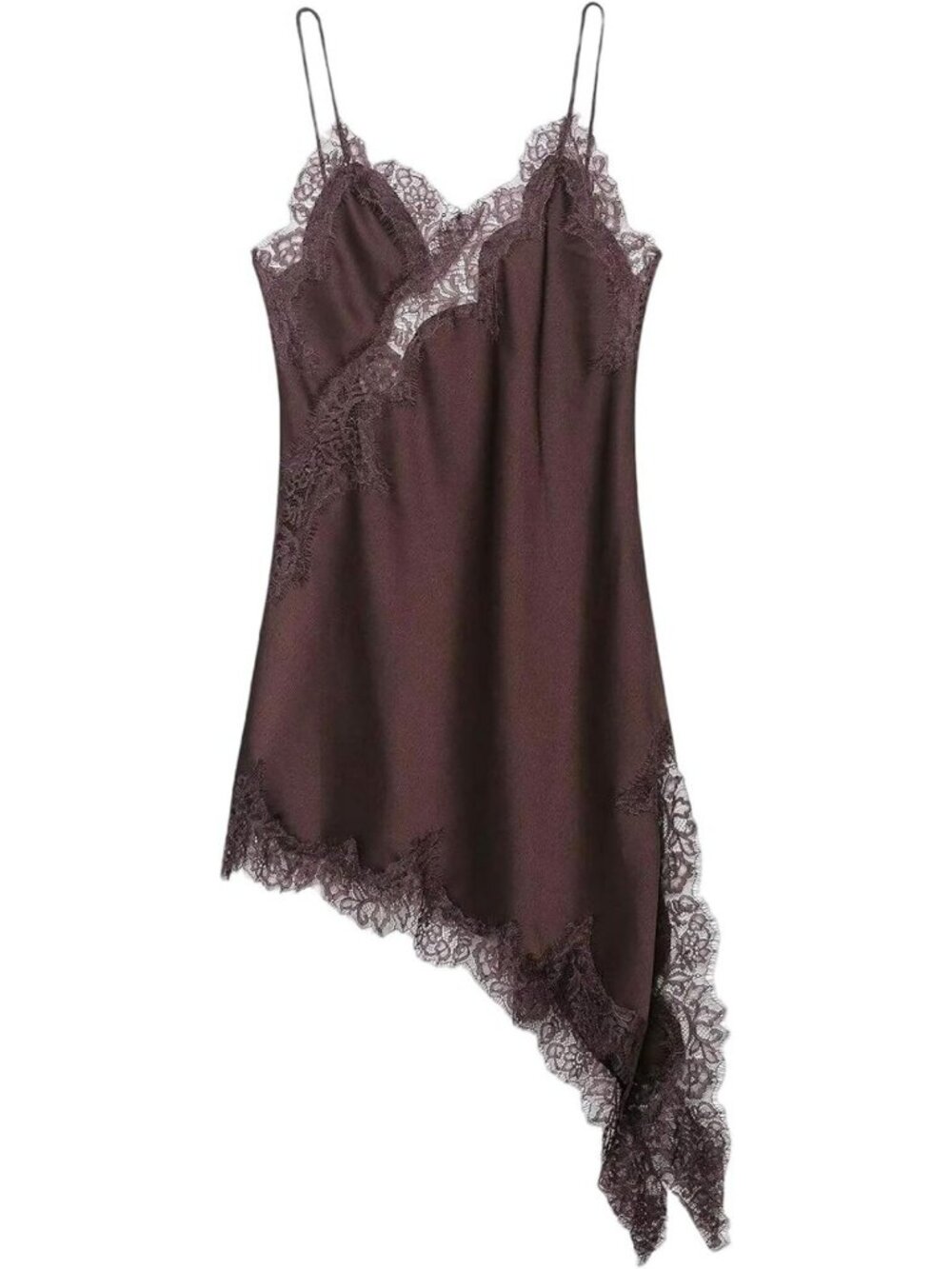 Satin Lace Layered Asymmetrical Dress - Perfect for Date Night & Special